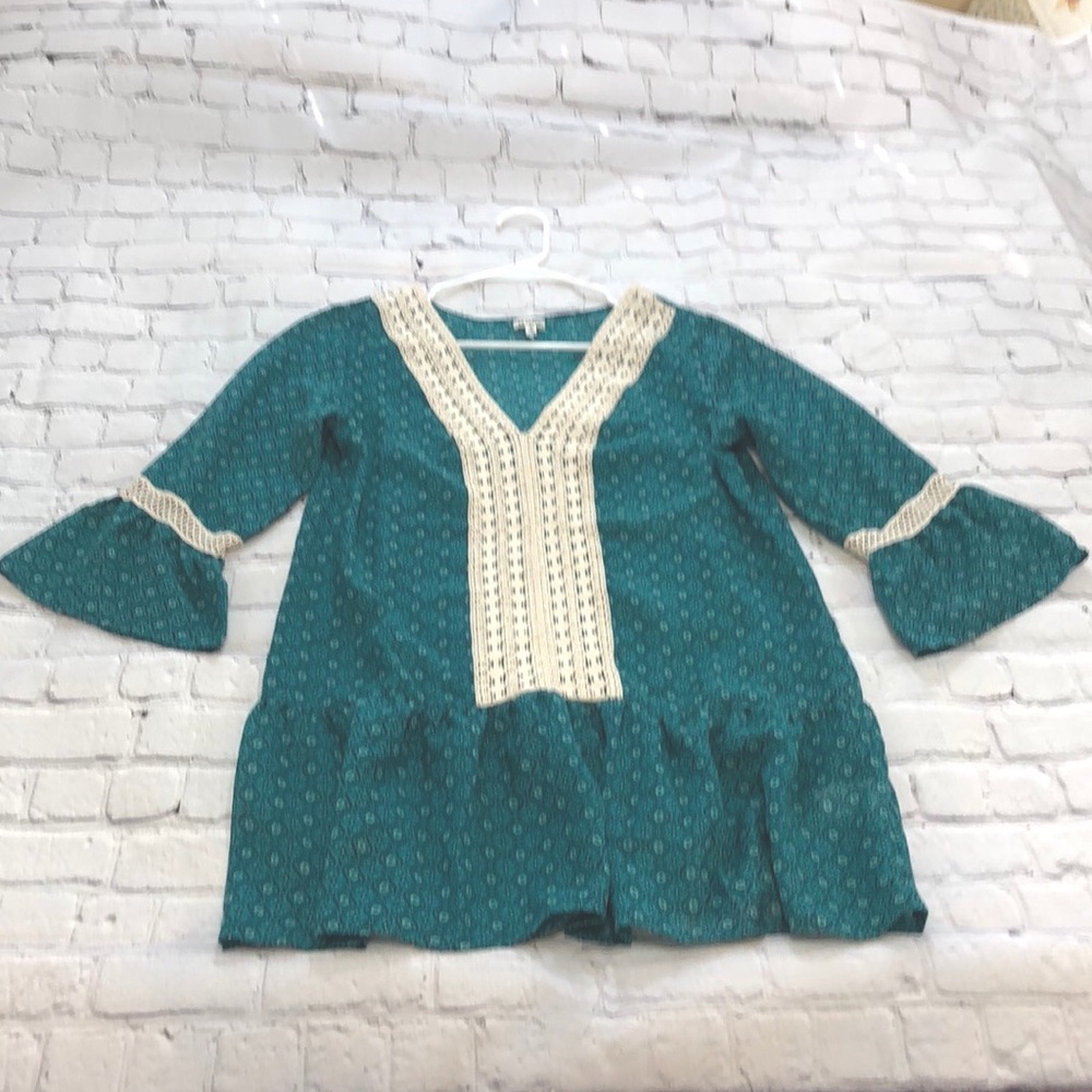 En Creme Green Boho Women's Top